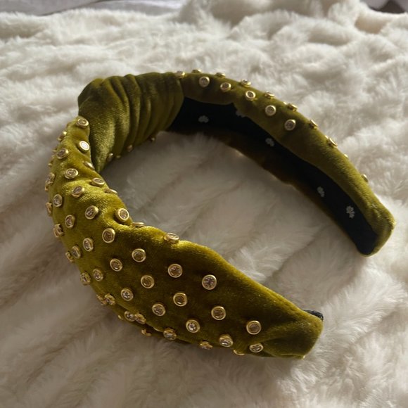 LELE SADOUGHI Velvet Crystal Headband In Yellow Green - Picture 2 of 3